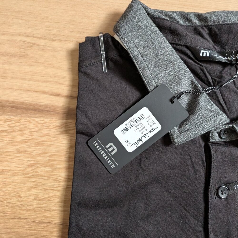 NWT TravisMathew “Rupert” Polo – black with grey collar – XL - Picture 3 of 6